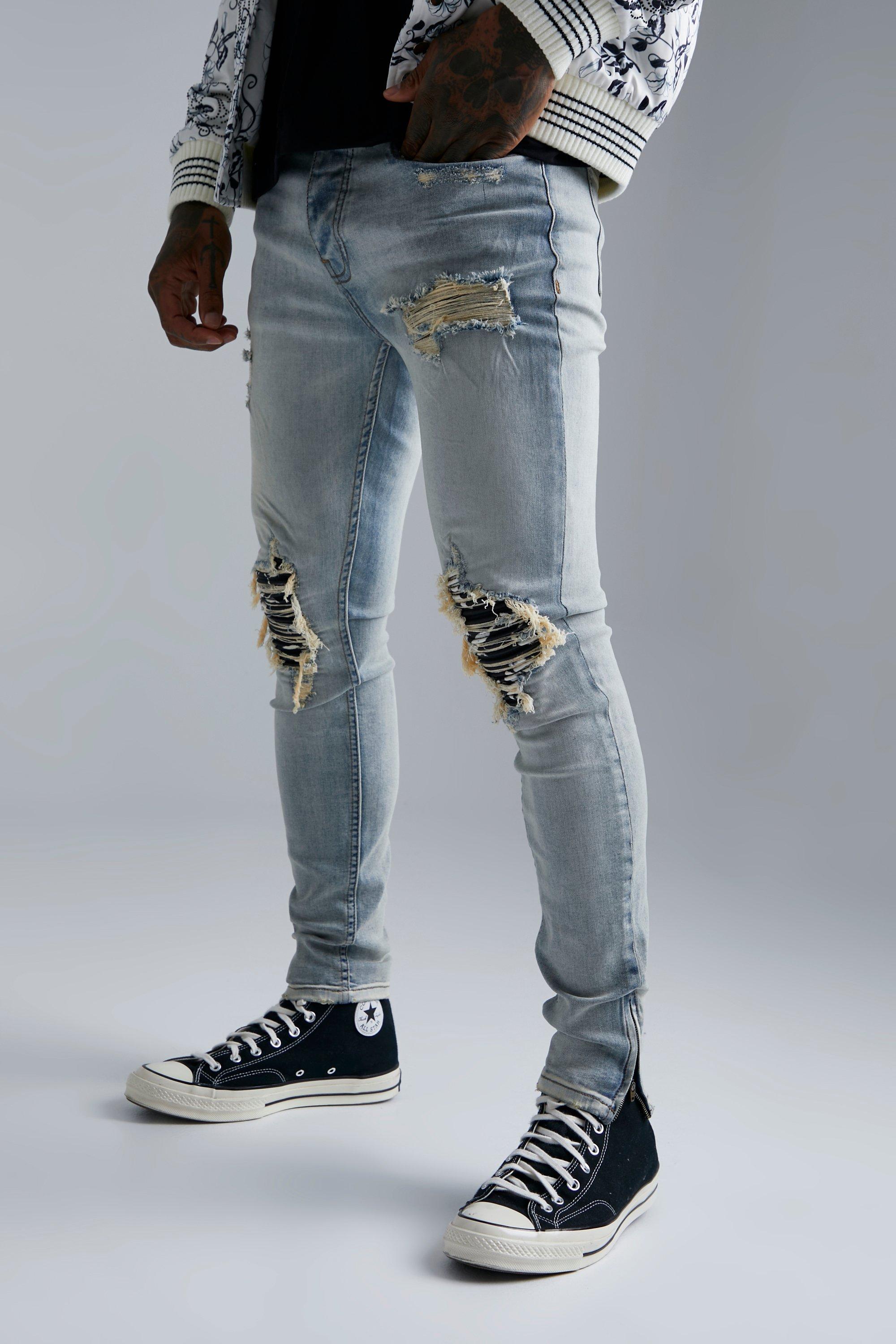 Ripped hot sale floral jeans